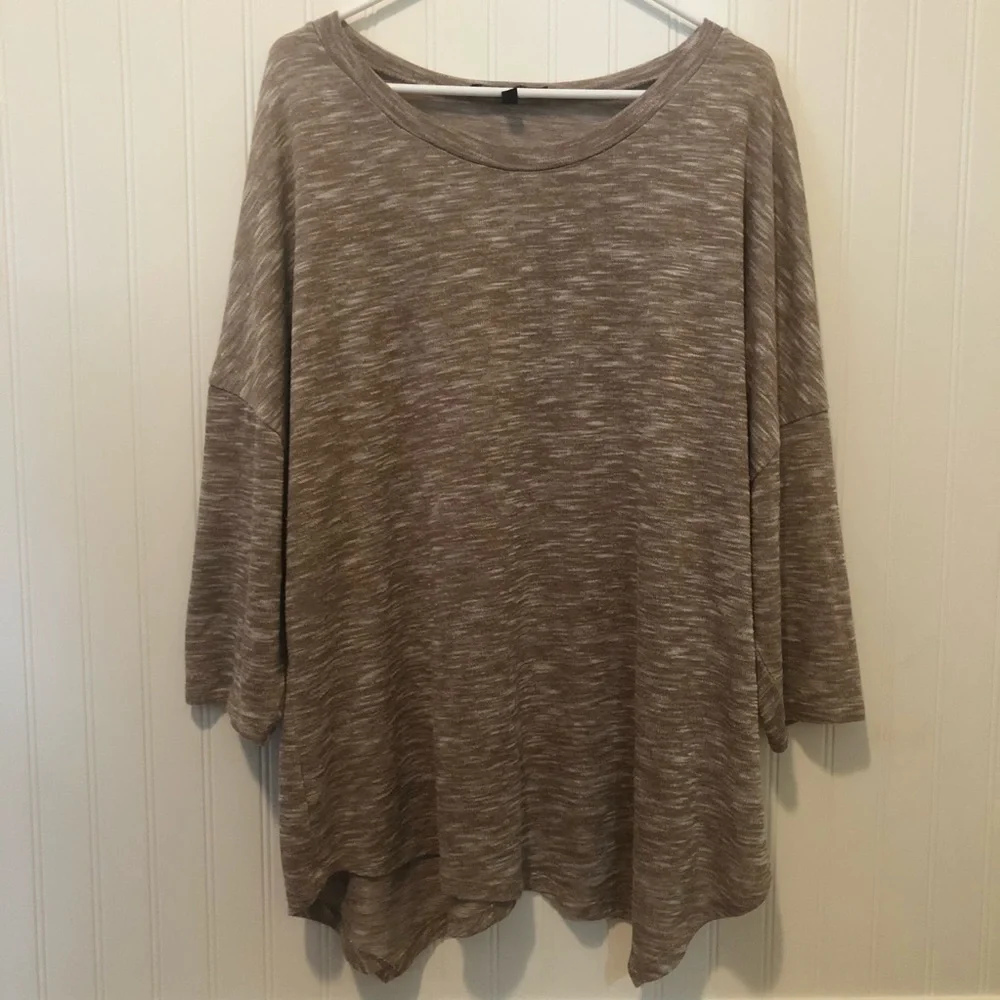 Heartsoul plus size 3X tan 3/4 sleeve top - Picture 1 of 5